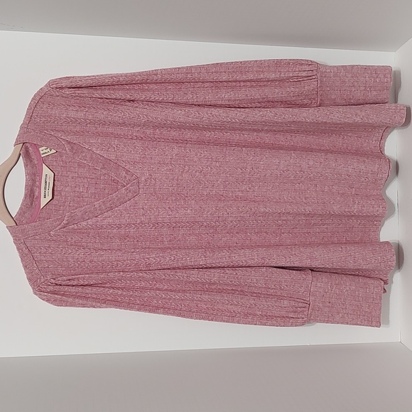 New Heather Pink Bridge Hampton V-Neck Isaac Mizrahi Sweater sz Large - Picture 1 of 10